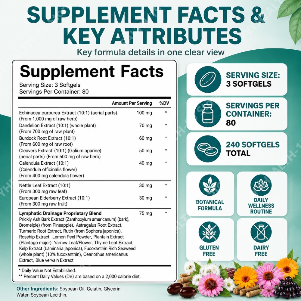 كبسولات تصريف اللمف، مزيج عشبي - مراجعة Herbal Wellness Blend وسعره